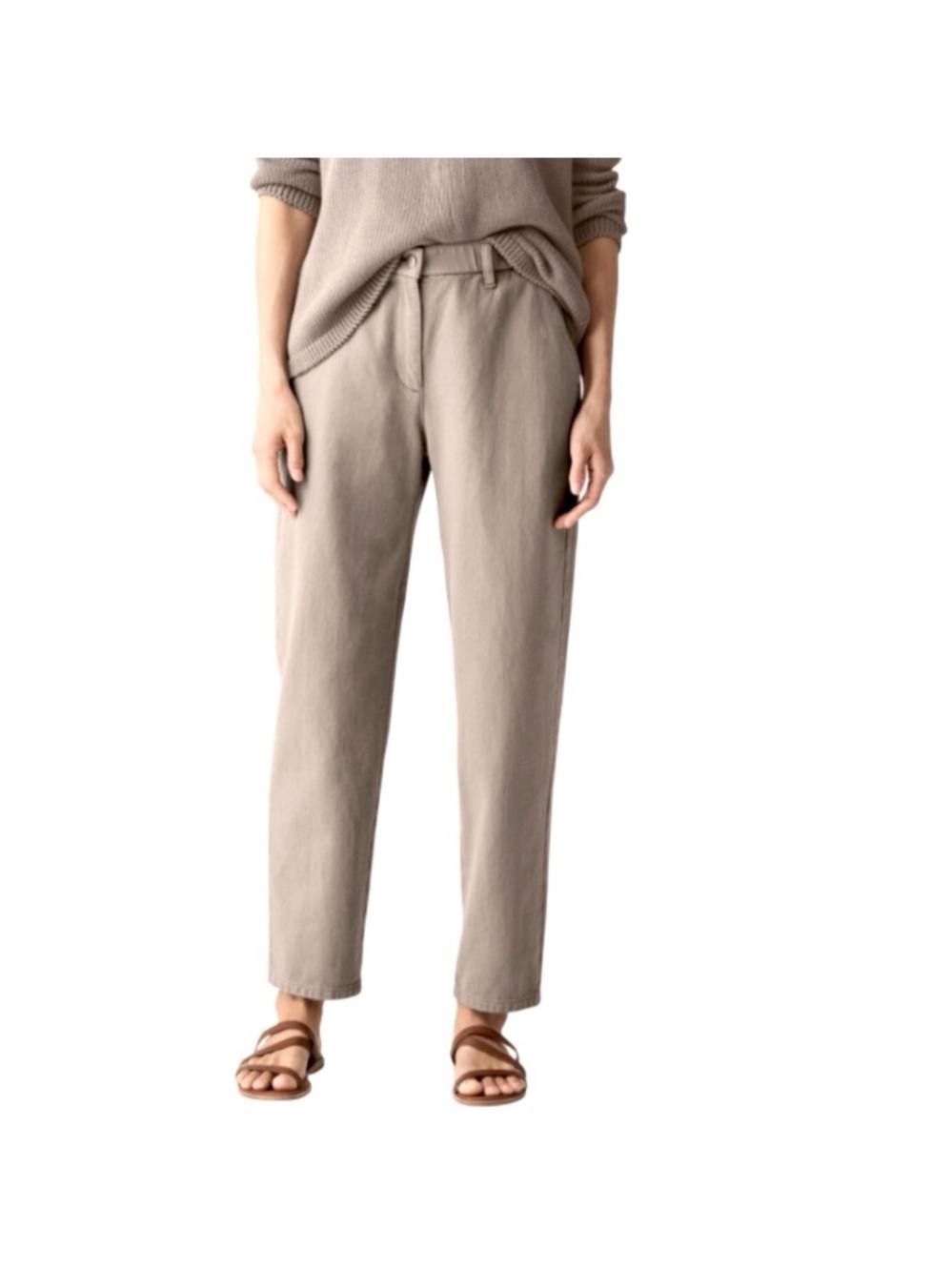 Eileen Fisher Organic Cotton Tapered Ankle Pant Large NWOT Reed
